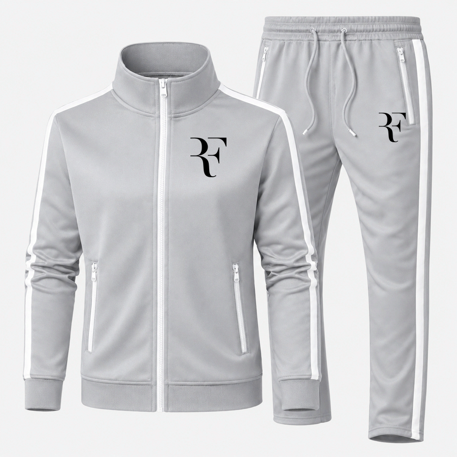 Roger Federer black tracksuit in Gray