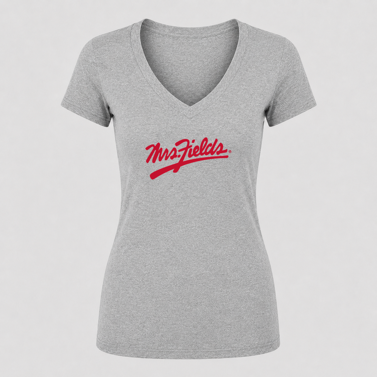 Women's Mrs. Fields V Neck T-Shirt in gray