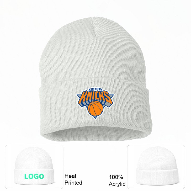 New York Knicks White Beanie Hat