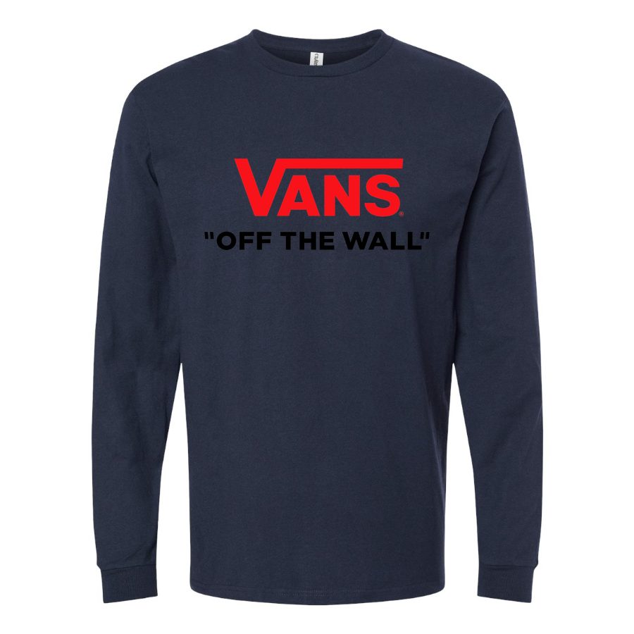 Men's Vans-logo-1024x576 Long sleeves Cotton Blend T-Shirt - Navy
