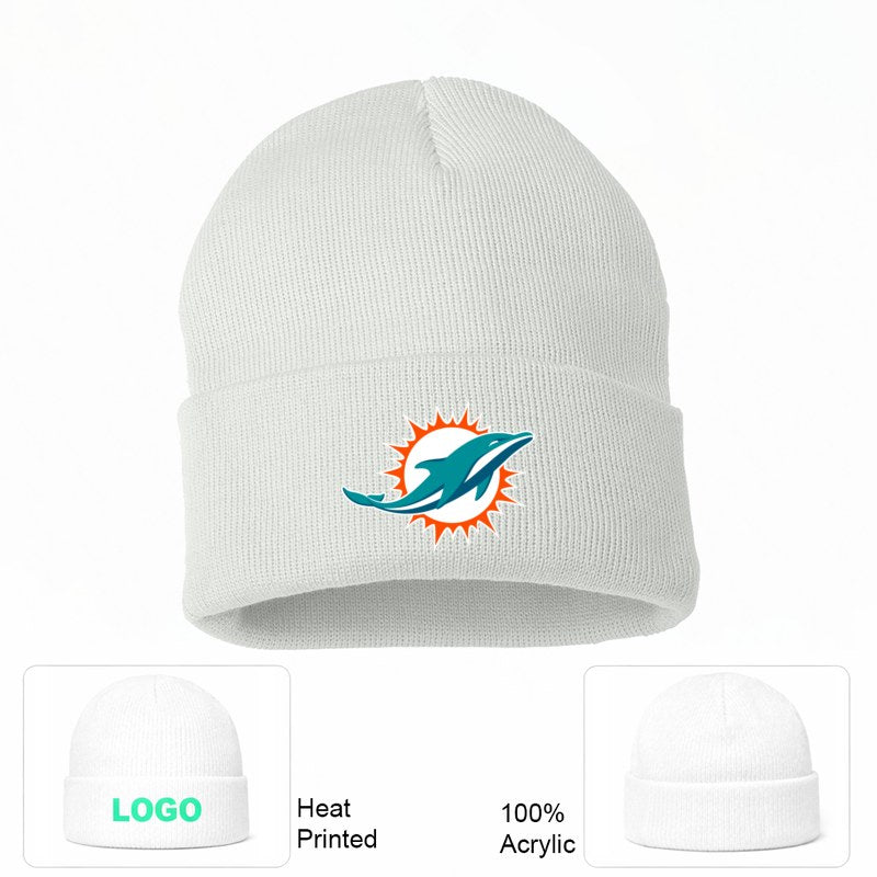 Miami Dolphins White Beanie Hat