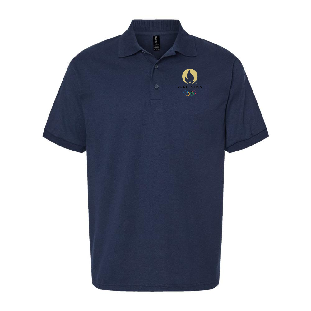 Men's Olympics 2024 Paris Black Logo Dry Blend Polo - Navy