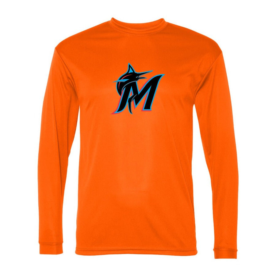 Men's Miami Marlins Polyester Long Sleeve T-Shirt - Orange