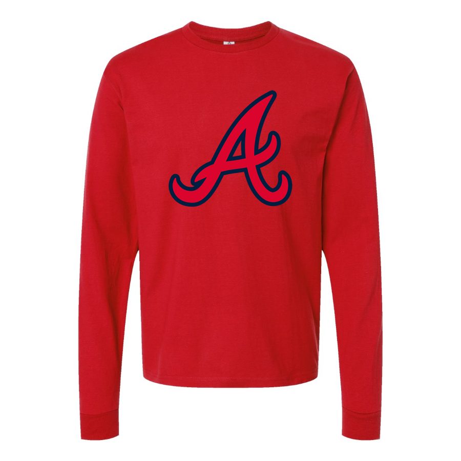 Men's Atlanta Braves Long sleeves Cotton Blend T-Shirt - Red