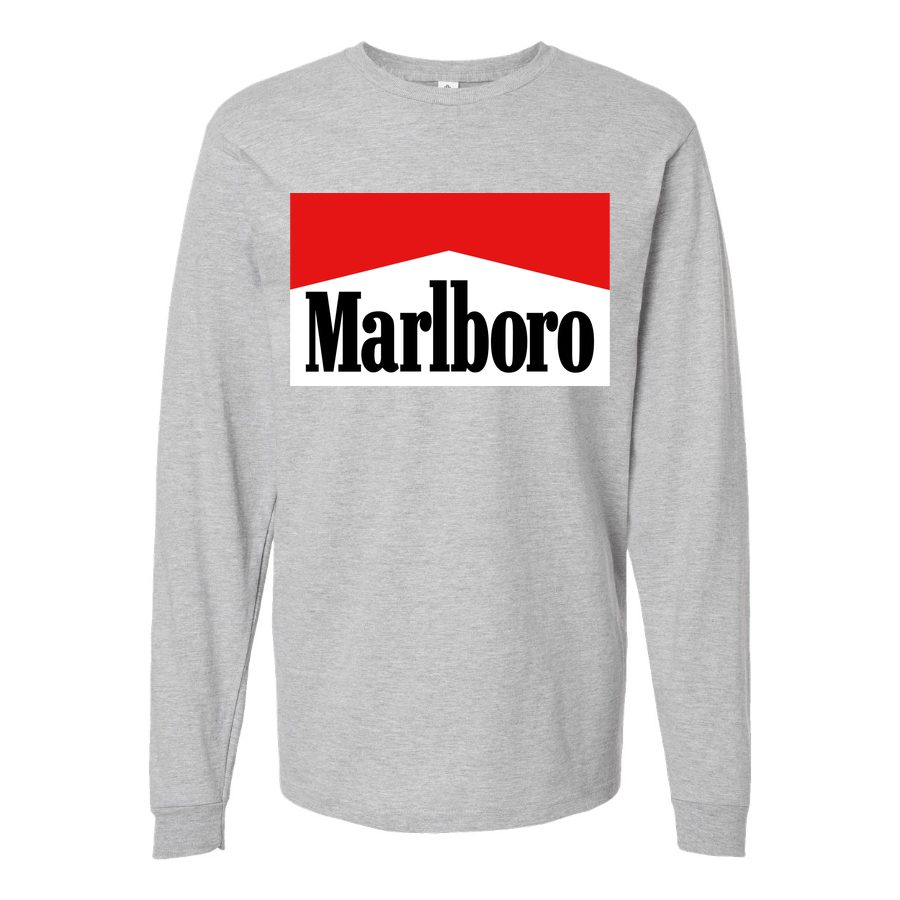 Men's Marlboro-Logo-1536x864 Long sleeves Cotton Blend T-Shirt - Gray