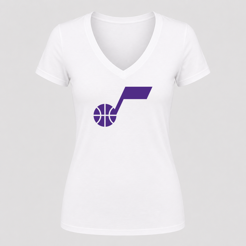 Women's Utah Jazz V Neck T-Shirt in white