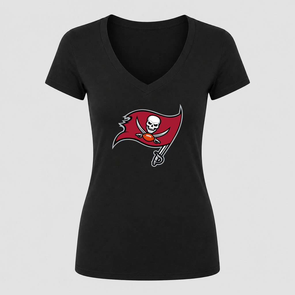Women's Tampa Bay Buccaneers V Neck T-Shirt in black