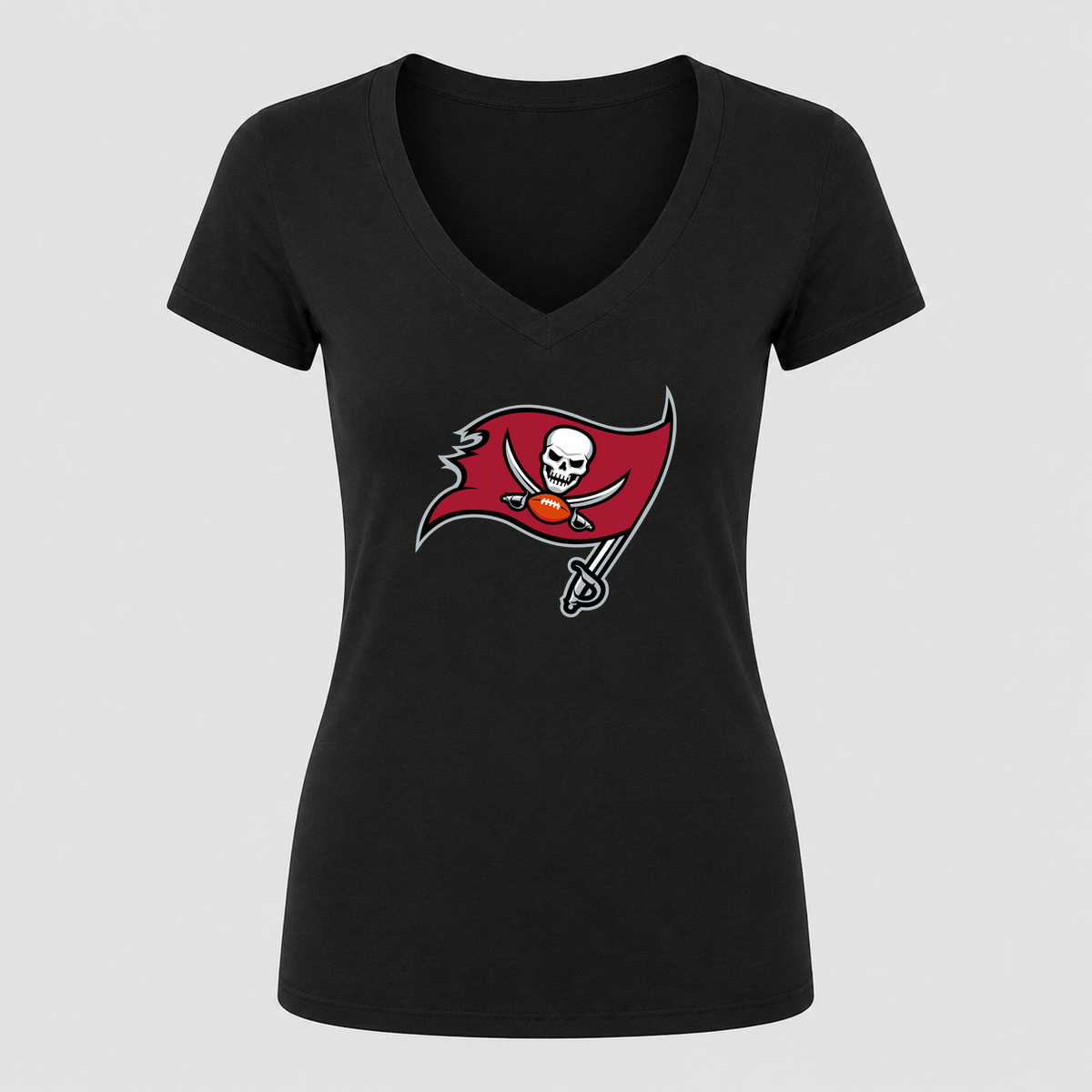 Women's Tampa Bay Buccaneers V Neck T-Shirt in black