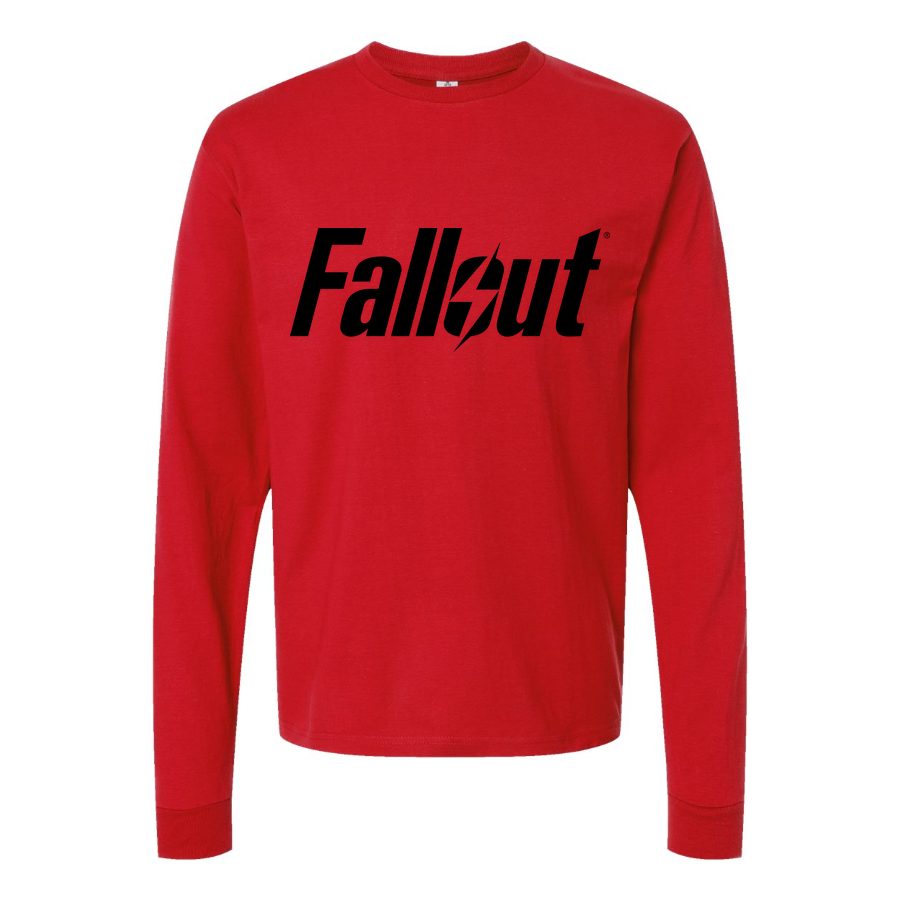 Men's Fallout logo black Long sleeves Cotton Blend T-Shirt - Red