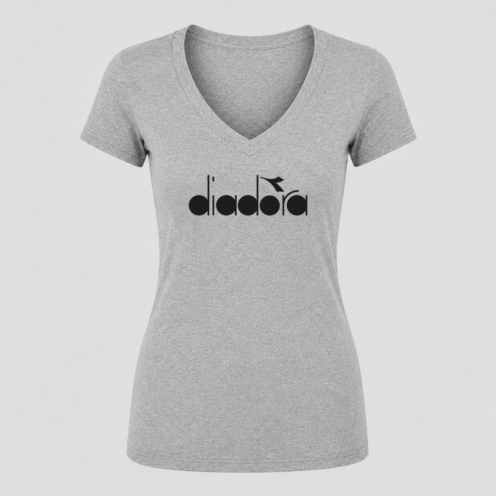 Women's Diadora V Neck T-Shirt in gray