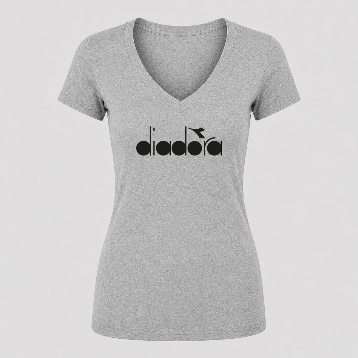 Women's Diadora V Neck T-Shirt in gray