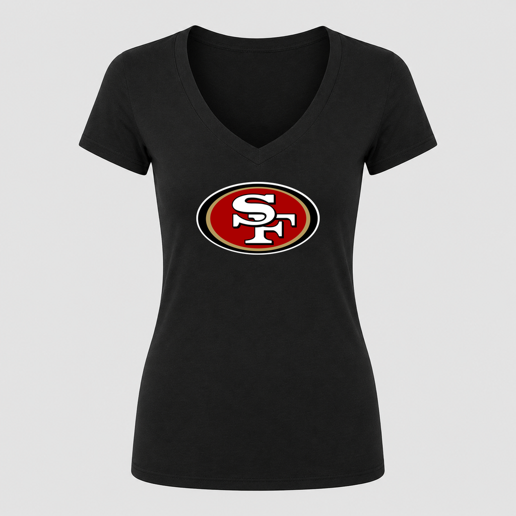 Women's San Francisco 49ers V Neck T-Shirt in black