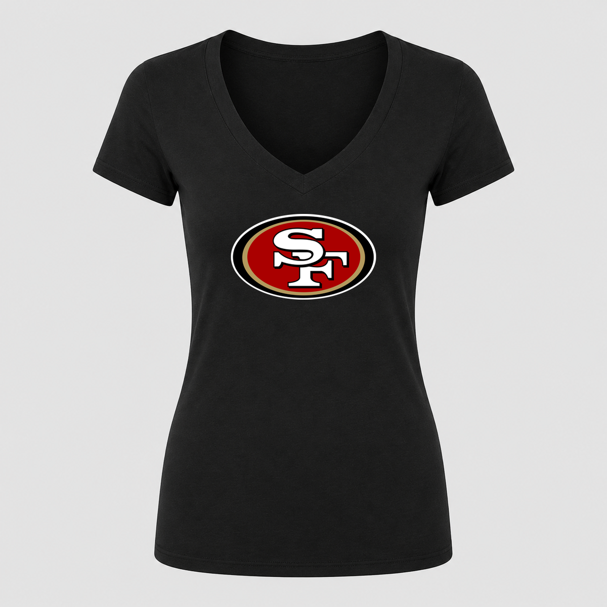 Women's San Francisco 49ers V Neck T-Shirt in black