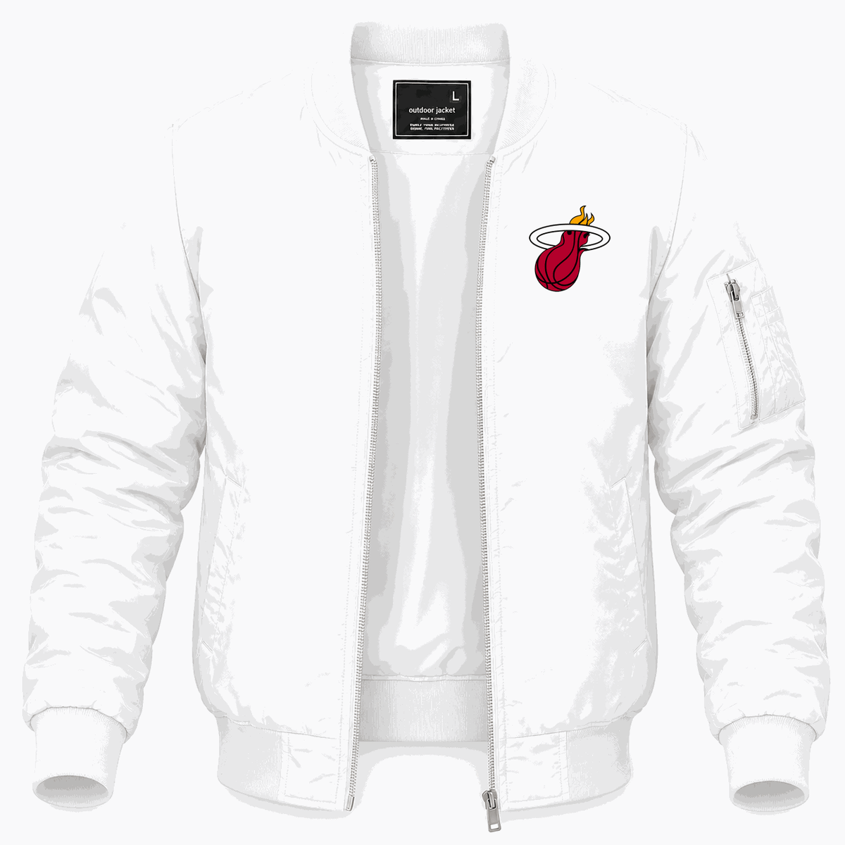 Men's Miami Heat Lightweight Bomber Jacket - White