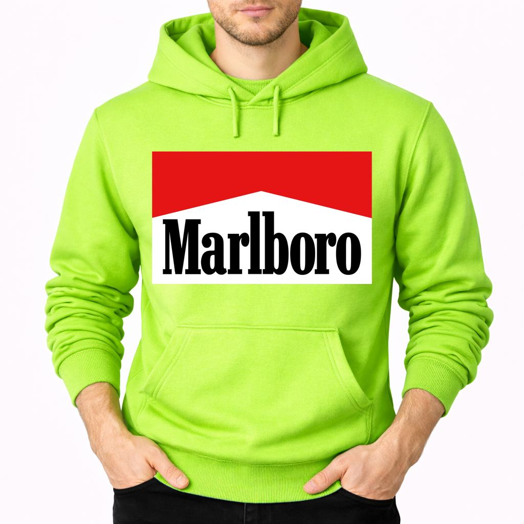 Men's Marlboro Pullover Hoodie - Lime green