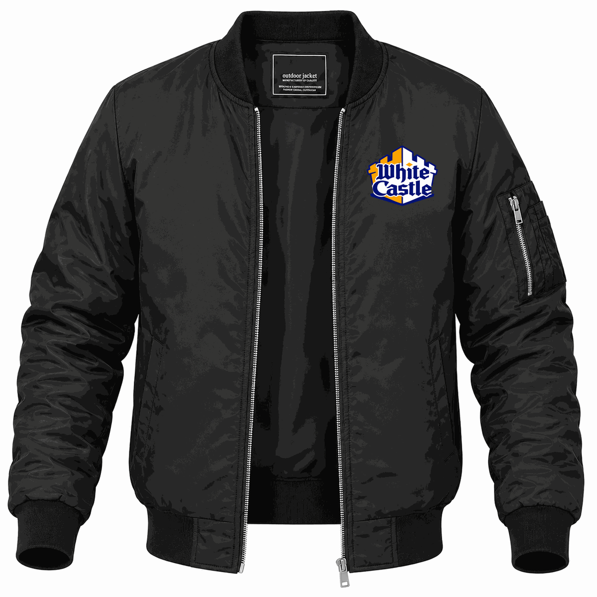 Men's White Castle Lightweight Bomber Jacket - Black
