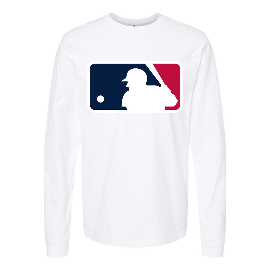 Men's Major League Baseball logo Long sleeves Cotton Blend T-Shirt - White