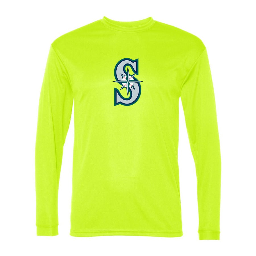 Men's Seattle Mariners Polyester Long Sleeve T-Shirt - Safety Yellow
