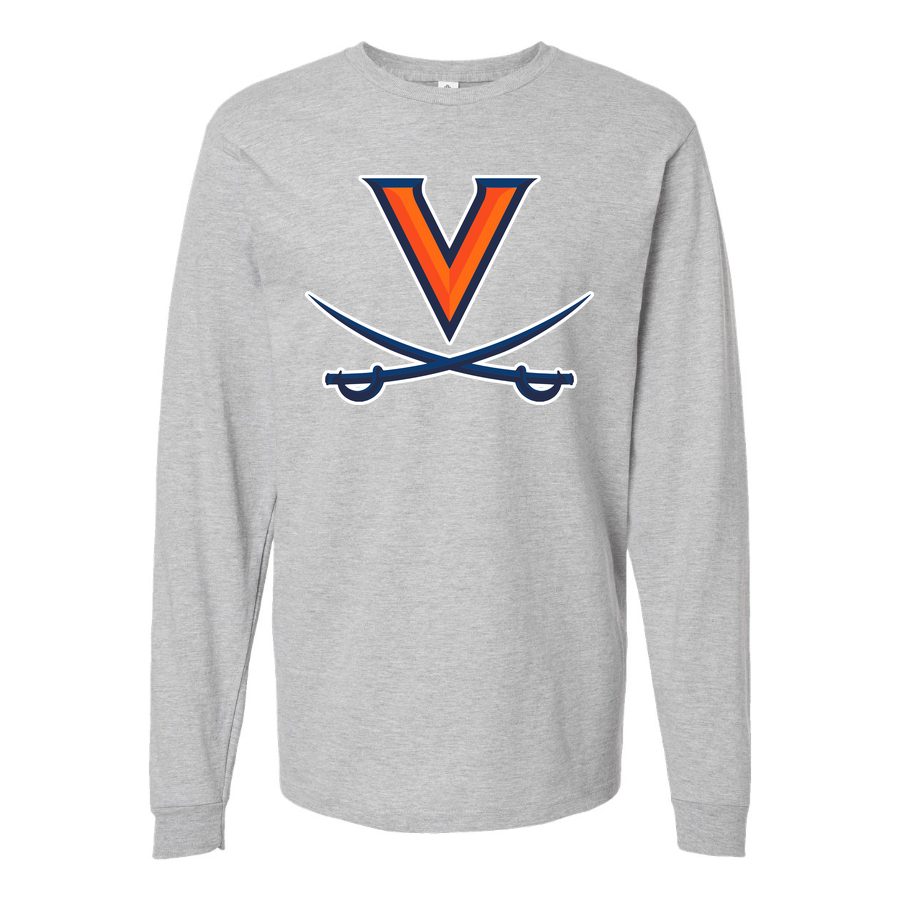 Men's Virginia Cavaliers Logo Long sleeves Cotton Blend T-Shirt - Gray