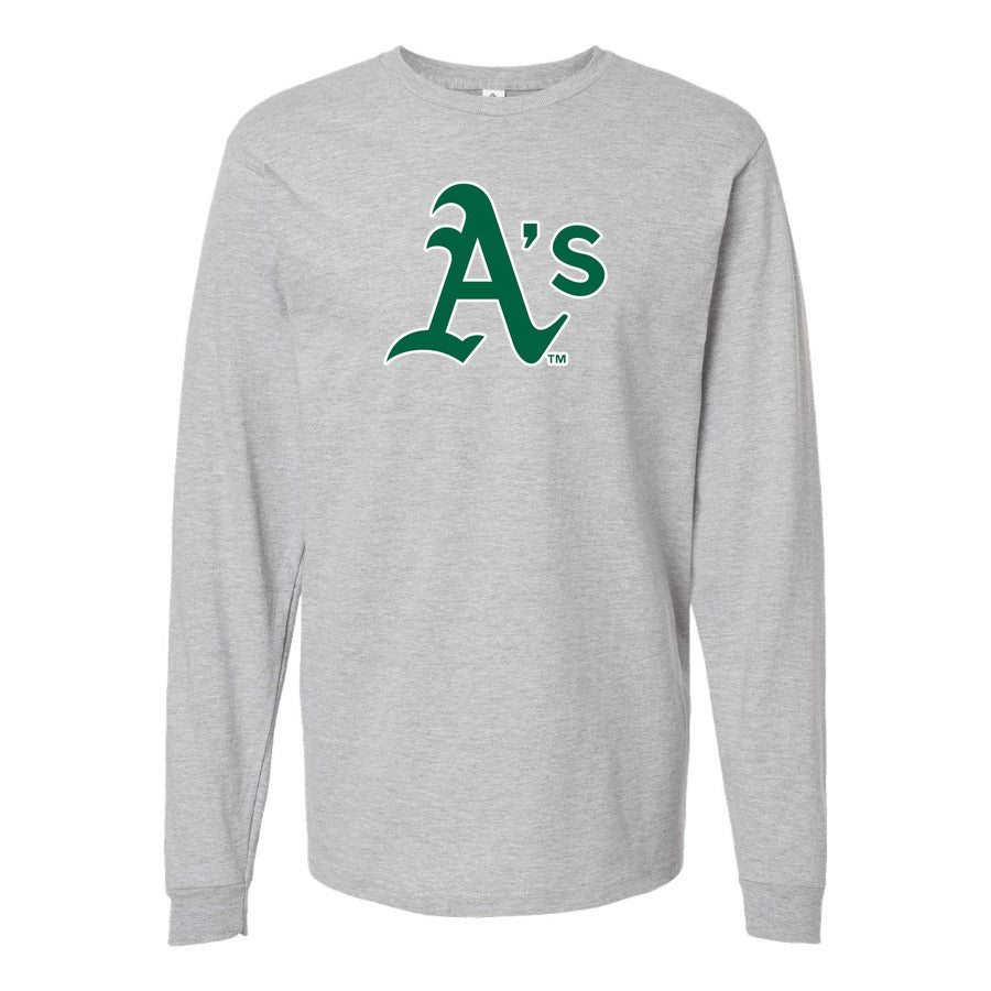 Men's Oakland Athletics Long sleeves Cotton Blend T-Shirt - Gray