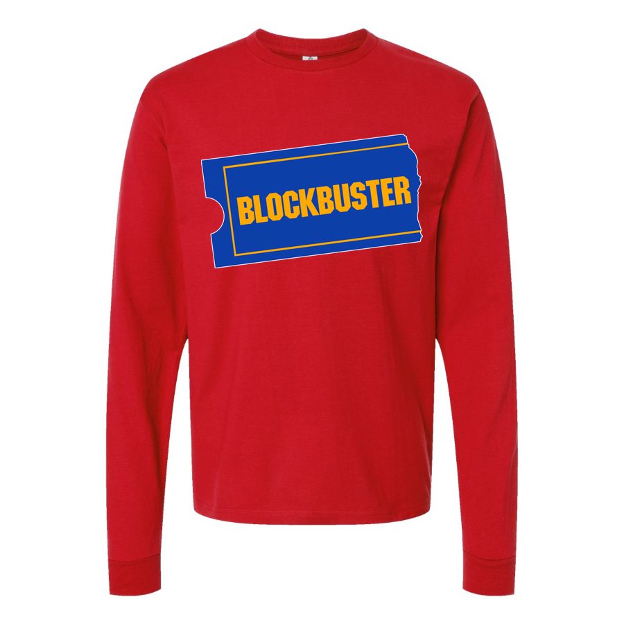 Men's Blockbuster-Logo-768x432 Long sleeves Cotton Blend T-Shirt - Red
