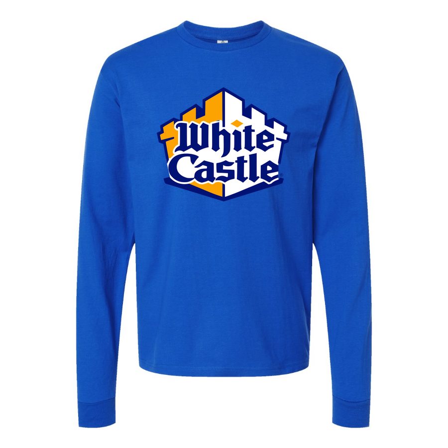 Men's White Castle Long sleeves Cotton Blend T-Shirt - Blue