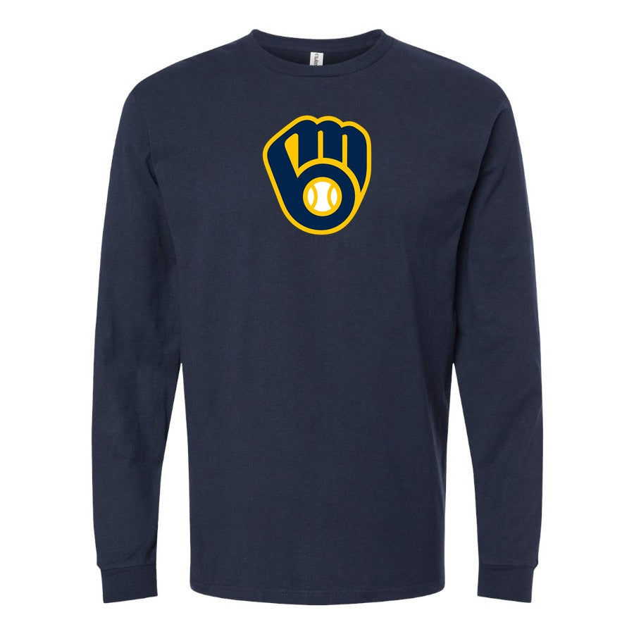Men's Milwaukee Brewers Long sleeves Cotton Blend T-Shirt - Navy