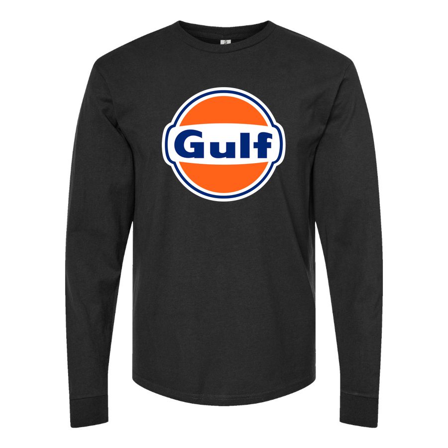 Men's Gulf-Oil-Logo-1536x864 Long sleeves Cotton Blend T-Shirt - Black