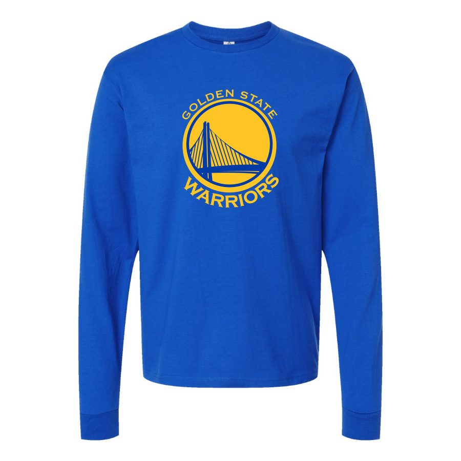 Men's Golden states warrior yellow Long sleeves Cotton Blend T-Shirt - Blue