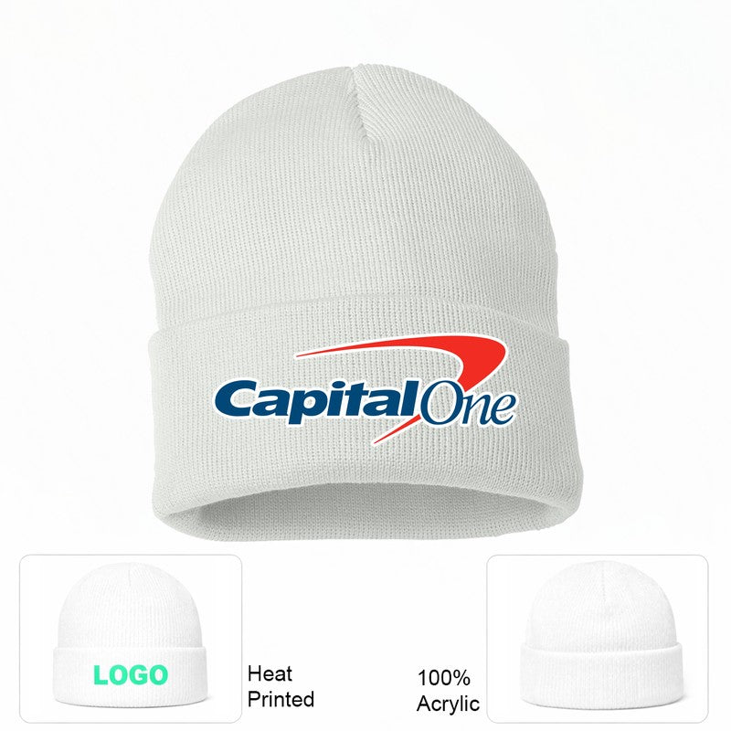 Capital One White Beanie Hat