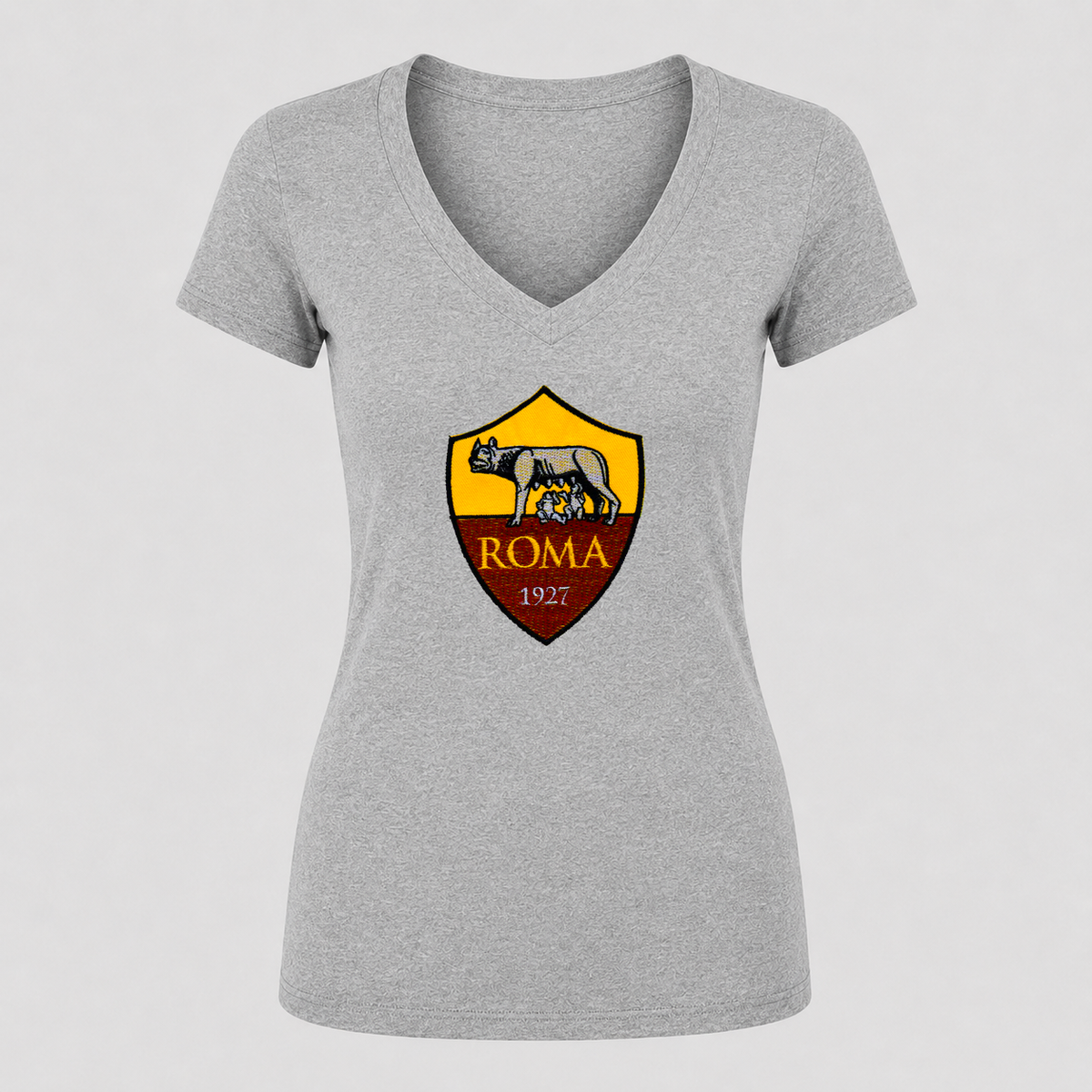 Women's AS Roma FC V Neck T-Shirt in gray