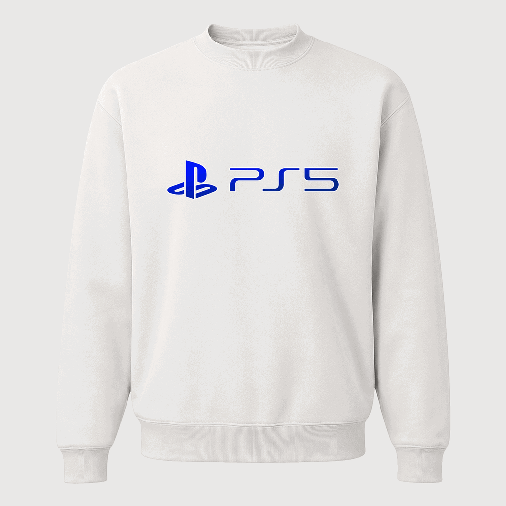 Men's PlayStation 5 Blue Logo Crewneck Sweatshirt - White