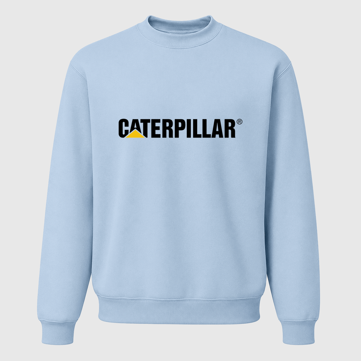 Men's Caterpillar Black Logo Crewneck Sweatshirt - Sky Blue