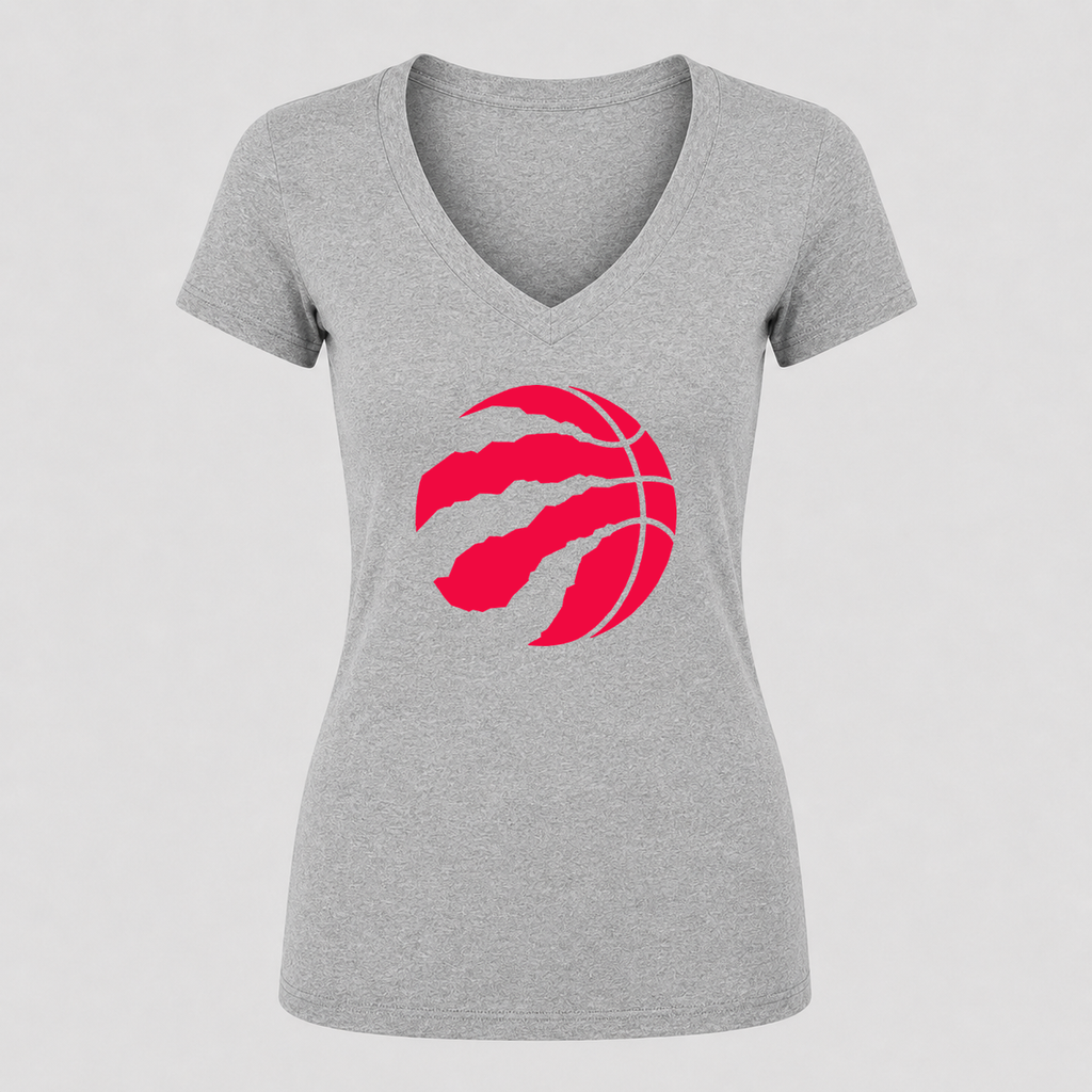 Women's Toronto Raptors V Neck T-Shirt in gray