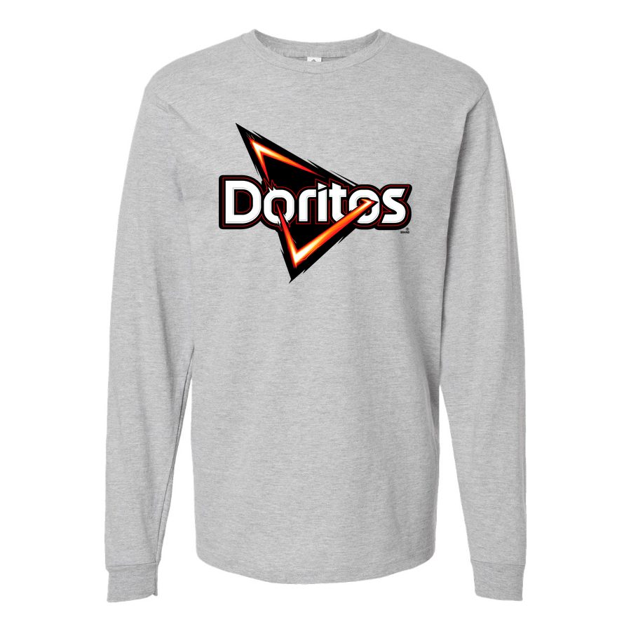 Men's Doritos-Logo-food-1536x864 Long sleeves Cotton Blend T-Shirt - Gray