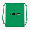 Free Palestine Black Drawstring Bag - Green