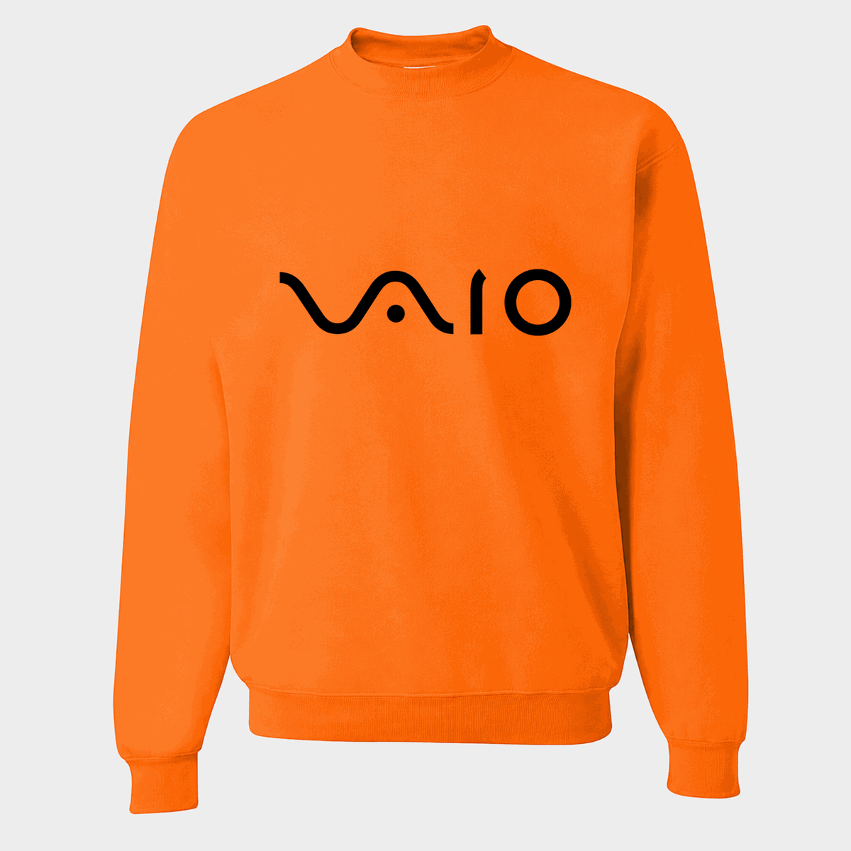 Men's Sony VAIO Black Logo Crewneck Sweatshirt - Orange
