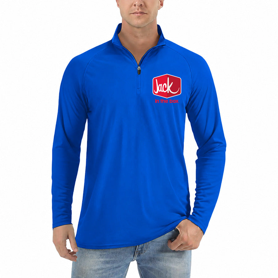 Jack in the Box quarter-zip athletic shirt in Royal Blue