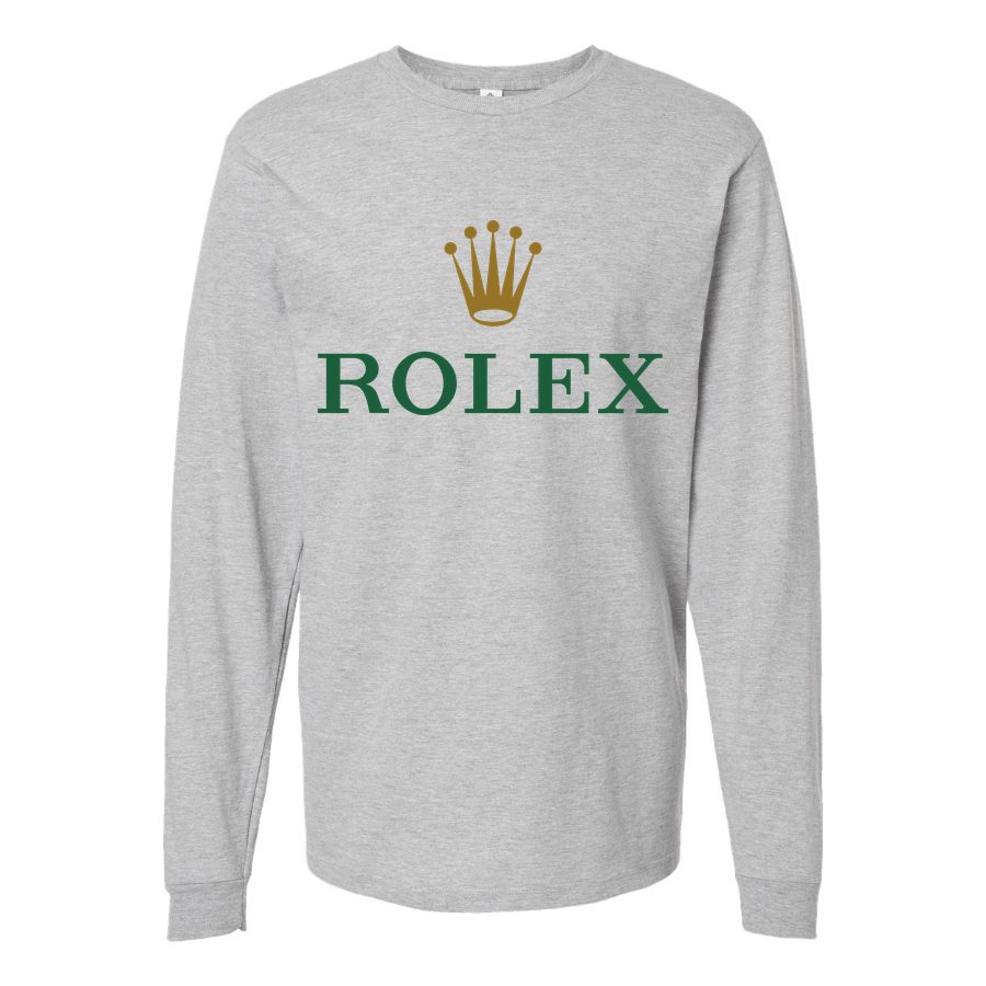 Men's Rolex Logo Long sleeves Cotton Blend T-Shirt - Gray