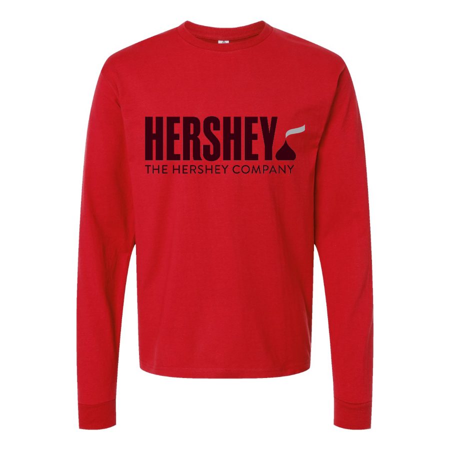 Men's Hershey-Logo-food-1536x864 Long sleeves Cotton Blend T-Shirt - Red