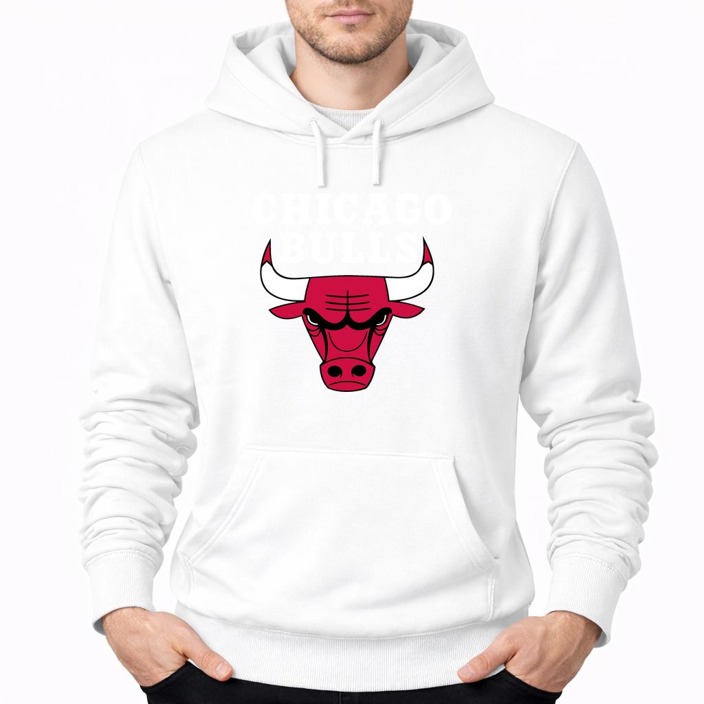 Men's Chicago bulls white Pullover Hoodie - White
