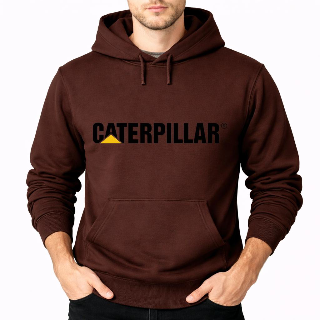 Men's Caterpillar Black Pullover Hoodie - Brown