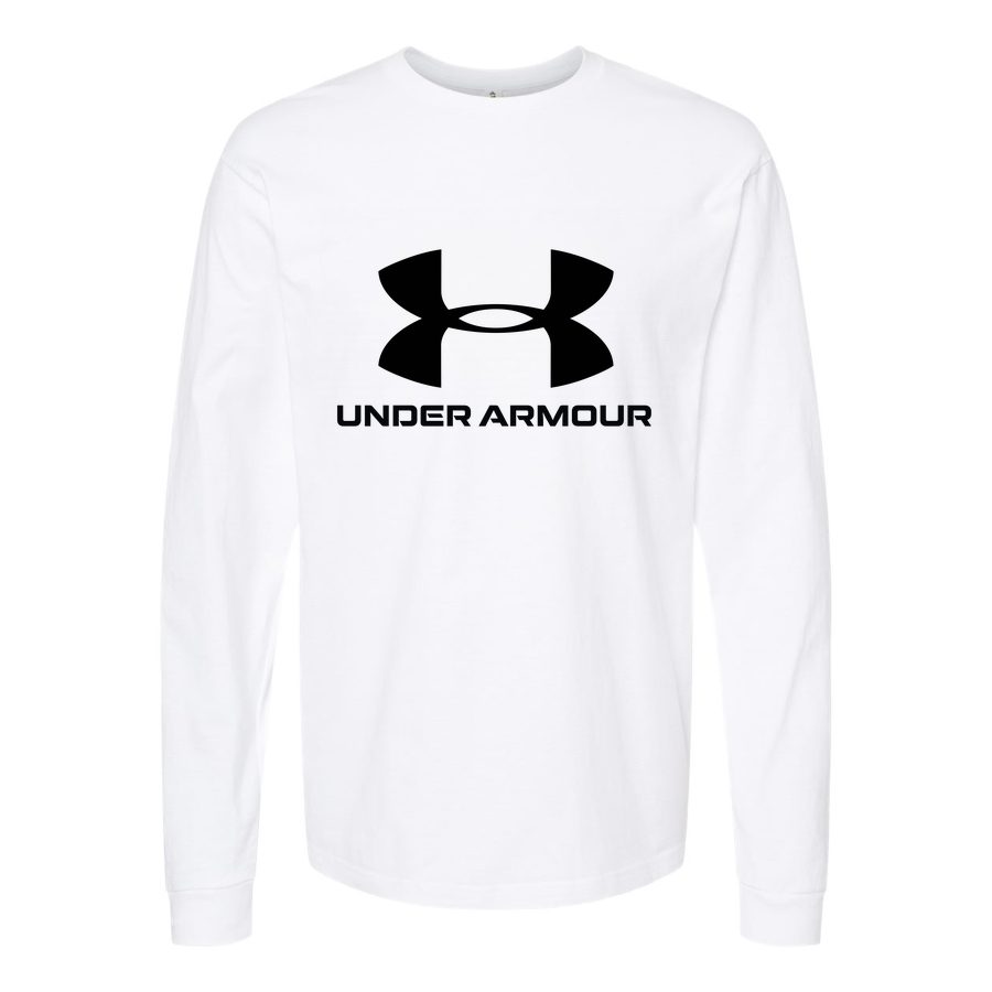 Men's Under-Armour-logo-1536x968 Long sleeves Cotton Blend T-Shirt - White