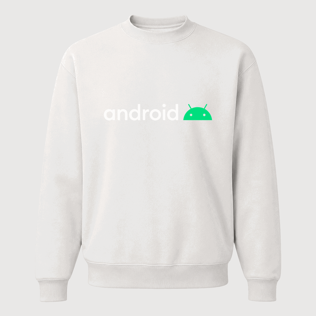 Men's Android White Logo Crewneck Sweatshirt - White