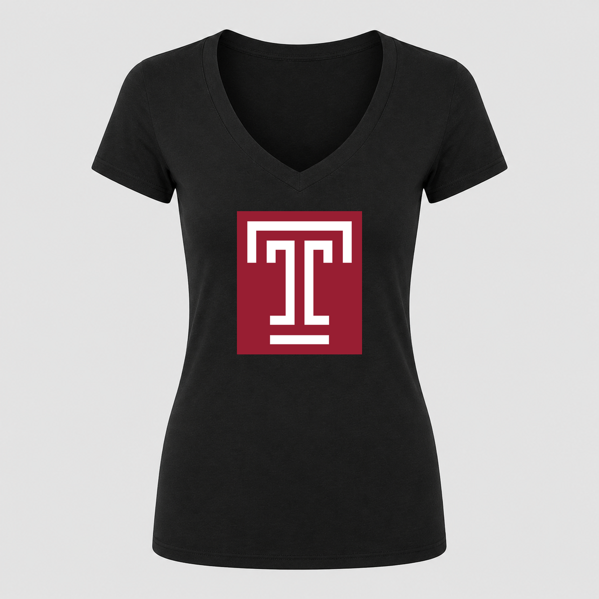Women's Temple Owls V Neck T-Shirt in black