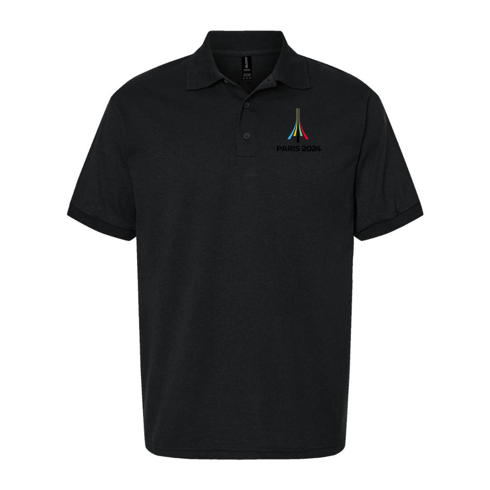 Men's Paris 2024 Olympics Black Logo Dry Blend Polo - Black
