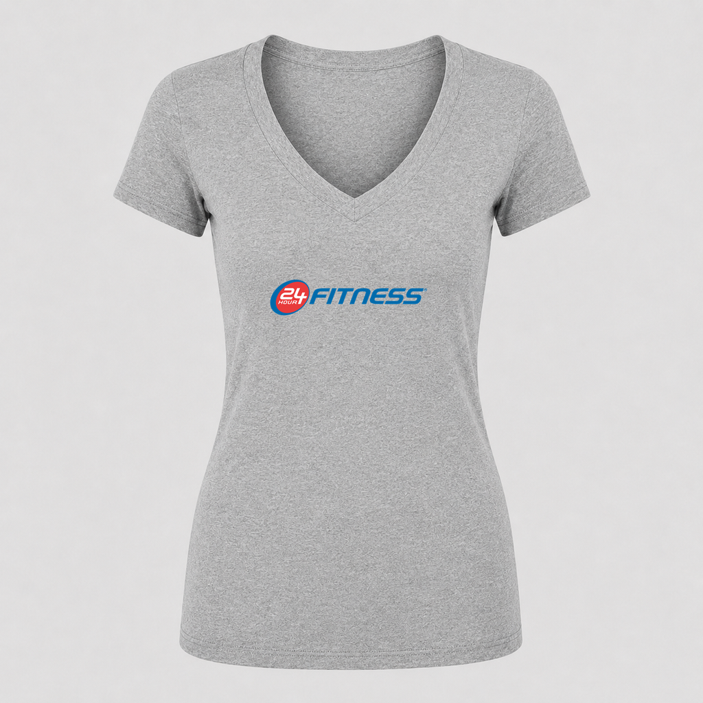 Women's 24 Hour Fitness V Neck T-Shirt in gray