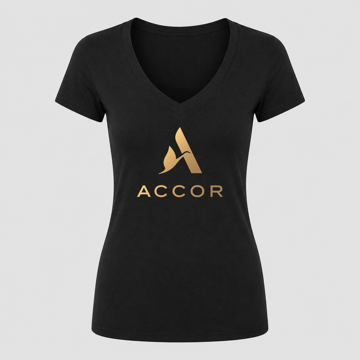 Women's Accor V Neck T-Shirt in black