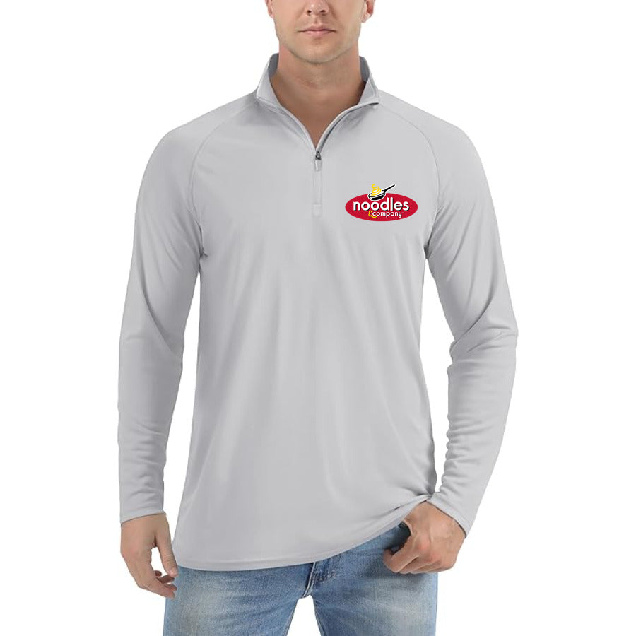 Logo Noodles Company quarter-zip athletic shirt in Light Gray