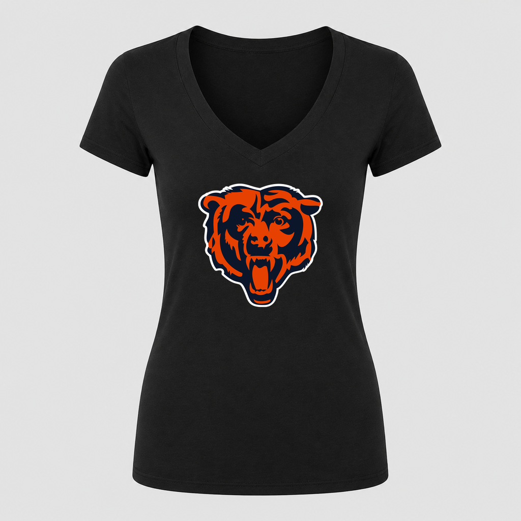 Women's Chicago Bears V Neck T-Shirt in black